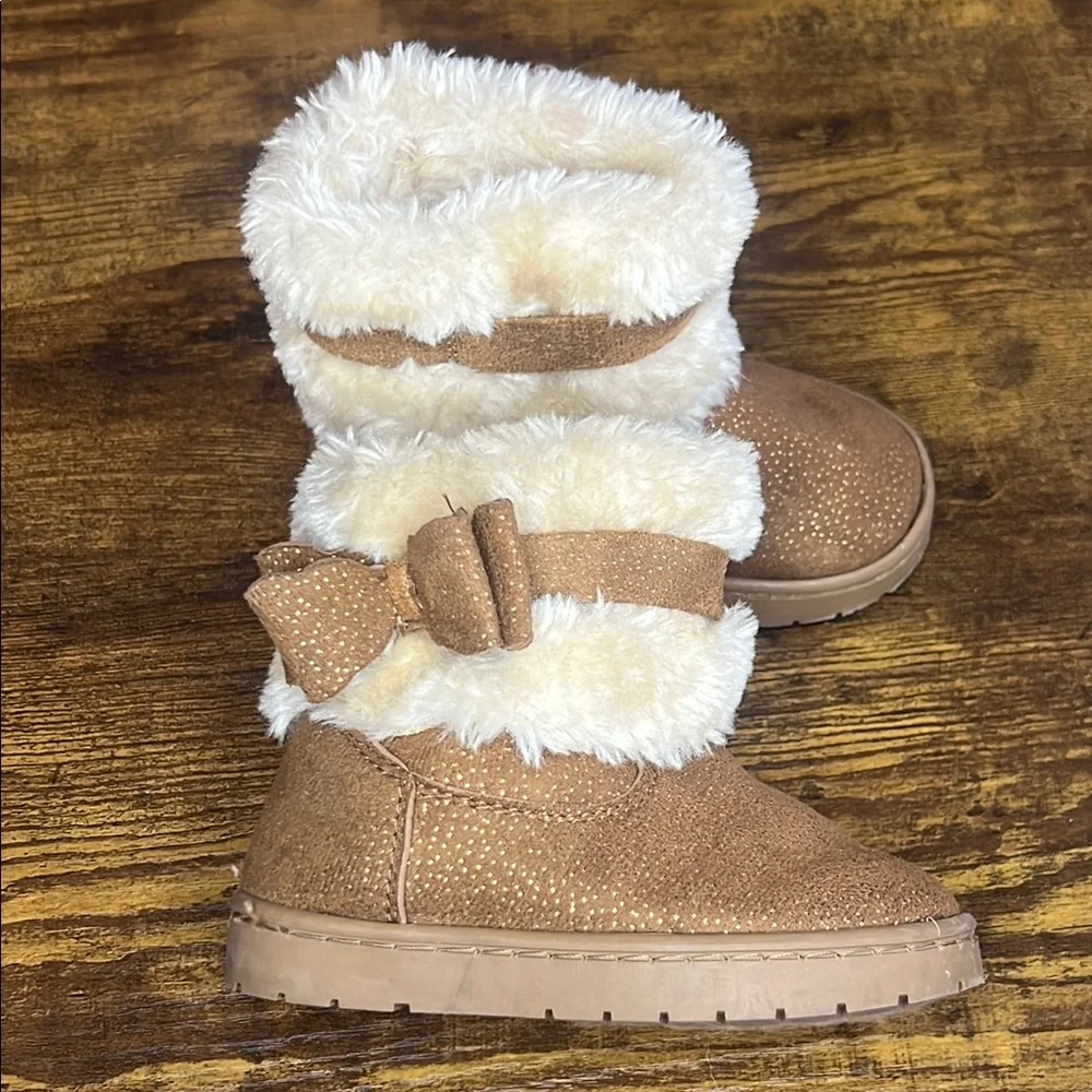 Brown and Cream Ankle Boots with Plush Lining
